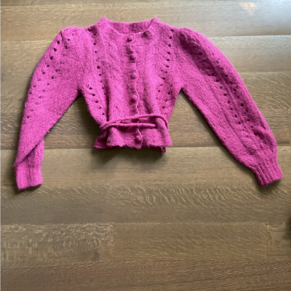 Love Shack Fancy magenta sweater size small
